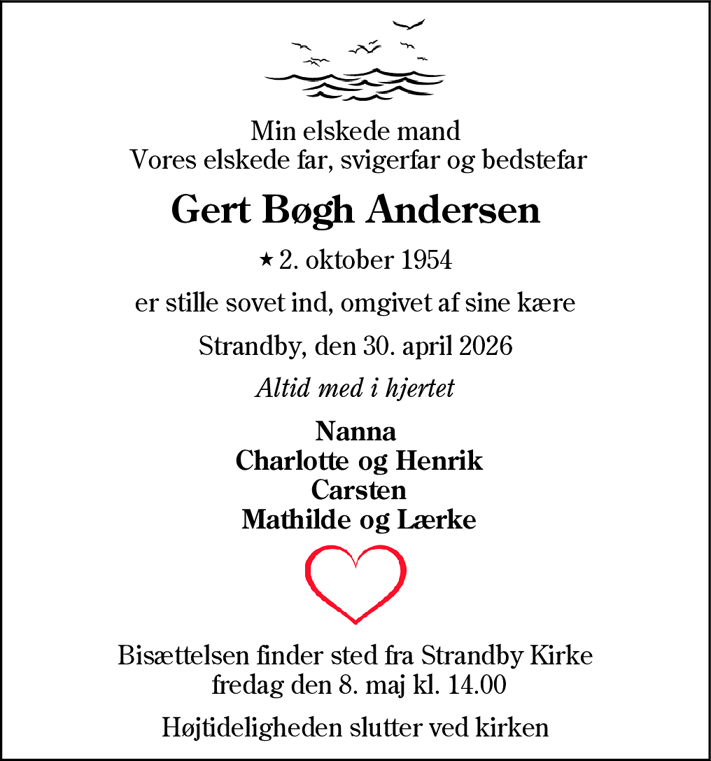 Dødsannonce for Gert Bøgh Andersen