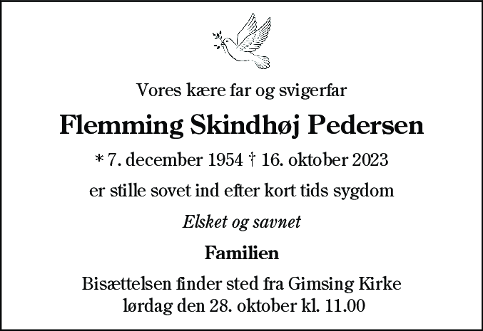 Dødsannonce for Flemming Skindhøj Pedersen