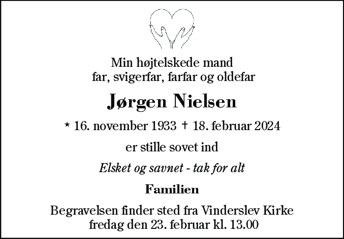 Dødsannonce for Jørgen Nielsen