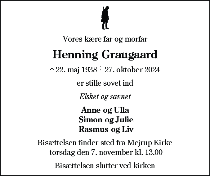 Dødsannonce for Henning Graugaard